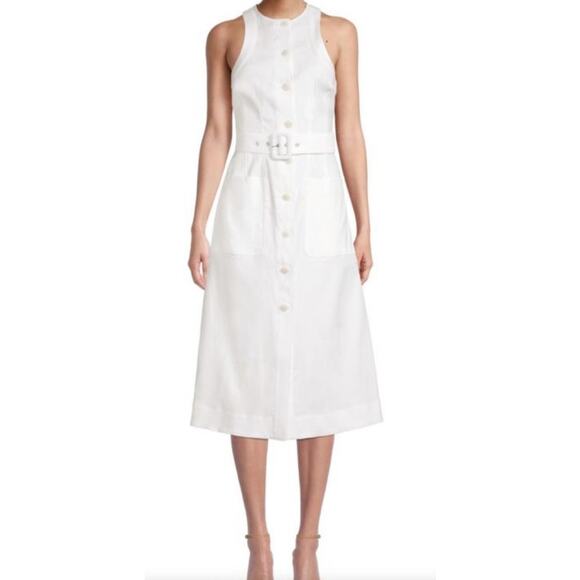 Ted Baker Dress Jancita linen blend sleeveless midi size 3 (US 8) - Picture 1 of 8
